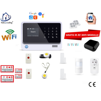Home-Locking senioren draadloos smart alarmsysteem wifi,gprs,sms AC05 set 1.