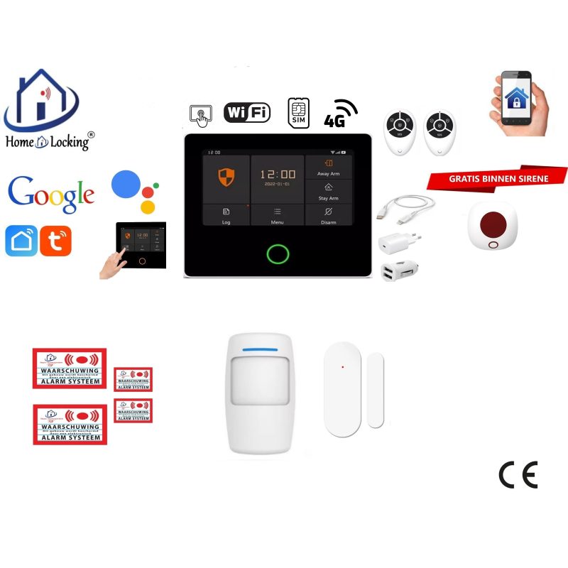 Draadloos smart alarmsysteem wifi,gprs,sms ST-01A.