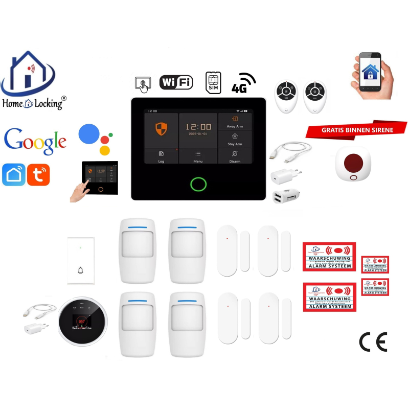 Draadloos smart alarmsysteem wifi,gprs,sms ST-01A set 23.