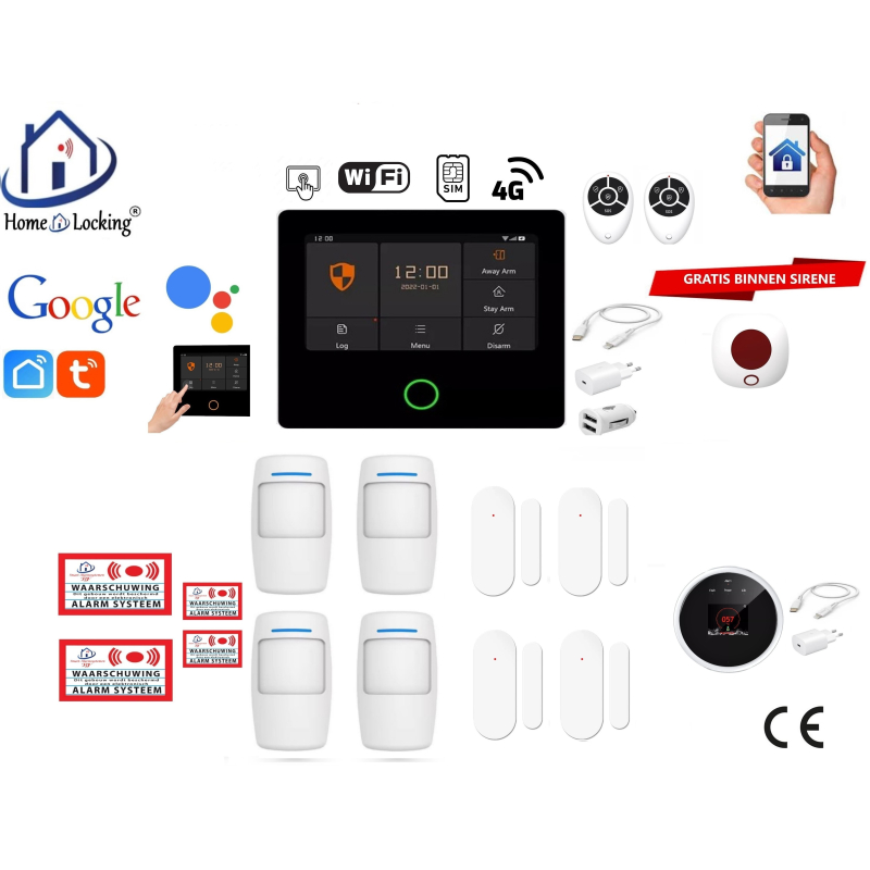 Draadloos smart alarmsysteem wifi,gprs,sms ST-01A set 24.