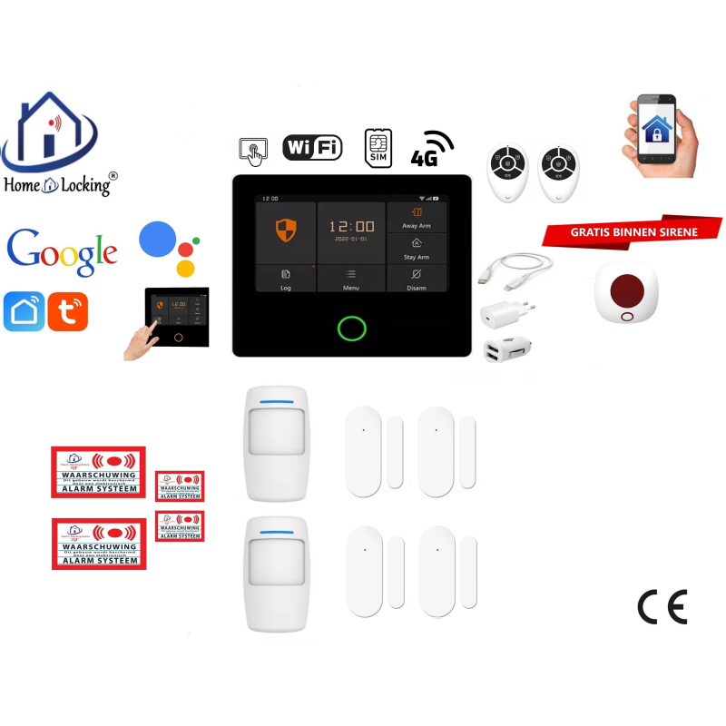 Draadloos smart alarmsysteem wifi,gprs,sms ST-01A set 25.