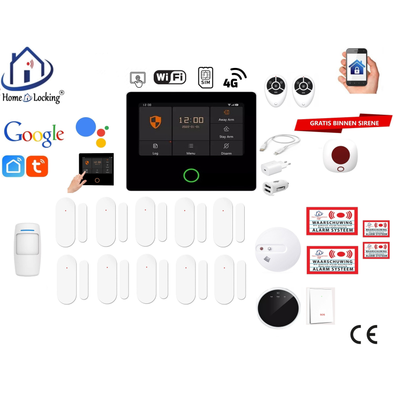 Draadloos smart alarmsysteem wifi,gprs,sms ST-01A. set 72