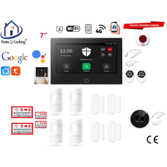  Wifi,gprs,sms alarmsysteem met 7" scherm en 8 bedrade zones. ST01B set 24