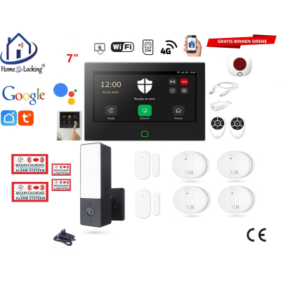  Wifi,gprs,sms alarmsysteem met 7" scherm en 8 bedrade zones. ST01B set 37