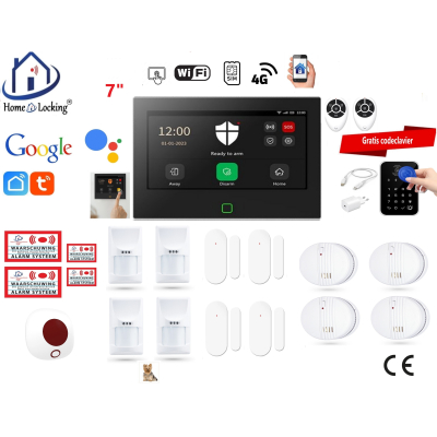  Wifi,gprs,sms alarmsysteem met 7" scherm en 8 bedrade zones. ST01B set 53