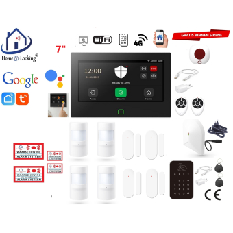  Wifi,gprs,sms alarmsysteem met 7" scherm en 8 bedrade zones. ST01B set 7