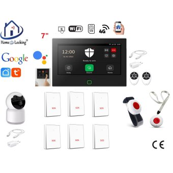  Wifi,gprs,sms alarmsysteem met 7" scherm en 8 bedrade zones. ST01B set 76