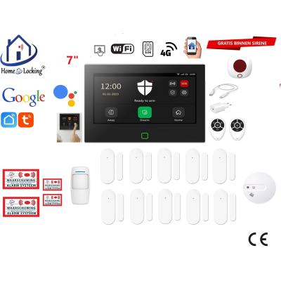  Wifi,gprs,sms alarmsysteem met 7" scherm en 8 bedrade zones. ST01B-70