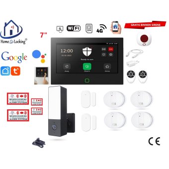  Wifi,gprs,sms alarmsysteem met 7" scherm en 8 bedrade zones. ST01B set 37