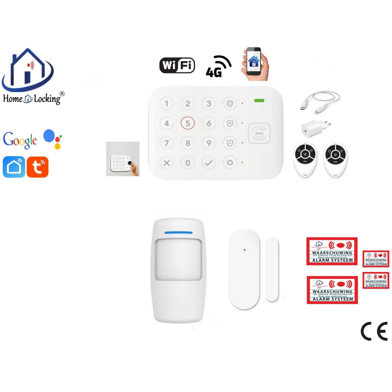 Draadloos smart alarmsysteem wifi met RFID in en uitschakelen. ST01D