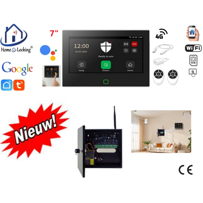  Wifi,gprs,sms alarmsysteem met 7" scherm en omzetter bedraad naar draadloos. ST01B-OMZ1