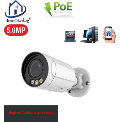 Home-Locking IP-camera PoE met bewegingsdetectie + microfoon Full Color Night Vision 5.0MP. C-1272