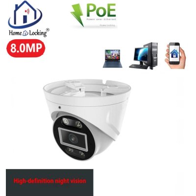 Home-Locking IP-camera PoE met bewegingsdetectie + microfoon Full Color Night Vision 8.0MP. C-1273