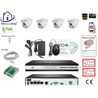 Home-Locking camerasysteem met bewegingsdetectie en NVR 5.0MP H.265 POE en 4 dome camera's 3.0MP CS-4-1401D