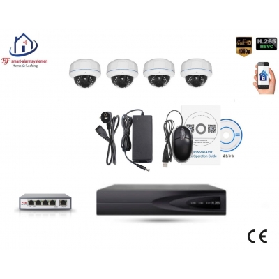 Home-Locking camerasysteem met bewegingsdetectie en NVR 3.0MP H.265 POE en 4 dome camera's 3.0MP CS-4-1402SD