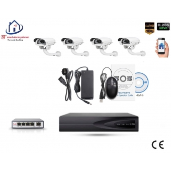 Home-Locking camerasysteem met bewegingsdetectie en NVR 3.0MP H265 POE en 4 bullet camera's 3.0MP CS-4-1407SD