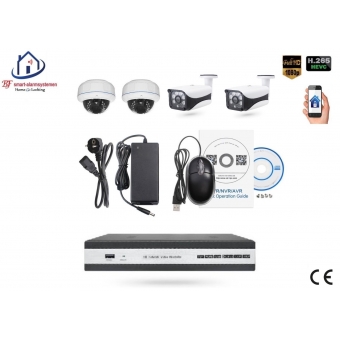 Home-Locking camerasysteem met bewegingsdetectie en NVR 5.0MP H.265 POE en 2 dome en 2 bullet camera's 3.0MP CS-4-1445D