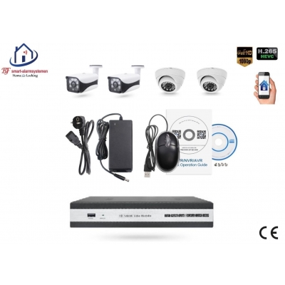 Home-Locking camerasysteem met bewegingsdetectie en NVR 5.0MP H.265 POE en 2 dome en 2 bullet camera's 3.0MP CS-4-1448D