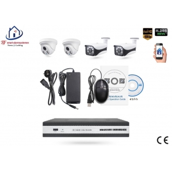 Home-Locking camerasysteem met bewegingsdetectie en NVR 5.0MP H.265 POE en 2 dome en 2 bullet camera's 3.0MP CS-4-1449D