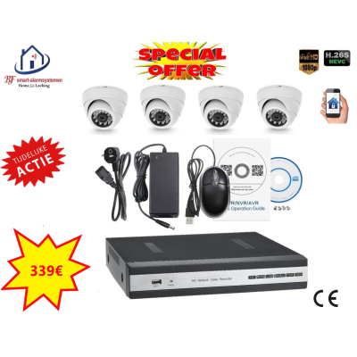 Home-Locking camerasysteem met bewegingsdetectie en NVR 5.0MP H.265 POE en 4 dome camera's 3.0MP CS-4-1530