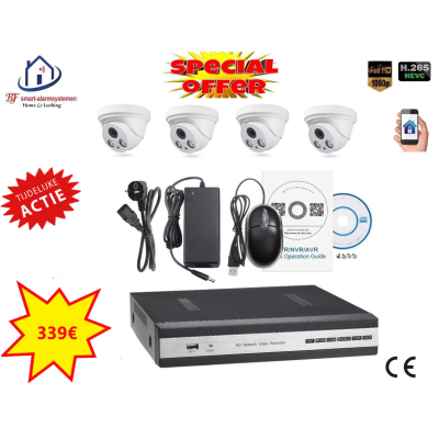 Home-Locking camerasysteem met bewegingsdetectie en NVR 5.0MP H.265 POE en 4 dome camera's 3.0MP CS-4-1532
