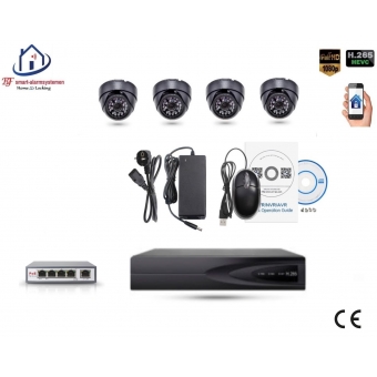 Home-Locking camerasysteem met bewegingsdetectie en NVR 3.0MP H.265 POE en 4 dome camera's 3.0MP CS-4-495SD