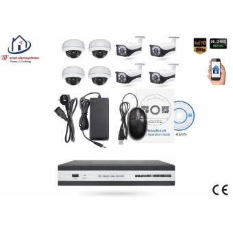 Home-Locking camerasysteem met bewegingsdetectie en NVR 5.0MP H.265 POE en 4 dome en 4 bullet camera's 3.0MP CS-8-1445D