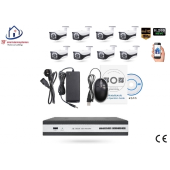 Home-Locking camerasysteem met bewegingsdetectie en NVR 5.0MP H.265 POE en 8 bullet camera's 3.0MP CS-8-1450D