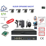 Home-Locking camerasysteem met bewegingsdetectie en NVR 8ch 8.0MP H265 POE met 4 dome camera's 1944P 5.0MP. CS-4-1605KL