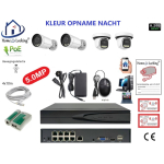 Home-Locking camerasysteem met bewegingsdetectie en NVR 8ch 8.0MP H265 POE met 2 bullet en 2 dome camera's 1944P 5.0MP. CS-4-1608KL