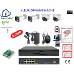 Home-Locking camerasysteem met bewegingsdetectie en NVR 8ch 8.0MP H265 POE met 2 dome en 2 bullet camera's 1944P 5.0MP. CS-4-1604KL