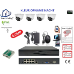 Home-Locking camerasysteem met bewegingsdetectie en NVR 8ch 8.0MP H265 POE met 4 dome camera's 1944P 5.0MP. CS-4-1605KL