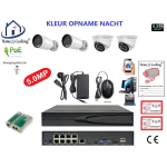 Home-Locking camerasysteem met bewegingsdetectie en NVR 8ch 8.0MP H265 POE met 2 bullet en 2 dome camera's 1944P 5.0MP. CS-4-1608KL
