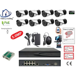 Home-Locking camerasysteem met bewegingsdetectie en NVR 8ch 8.0MP H265 POE met 8 bullet metaal camera's 1944P 5.0MP CS-8-1451