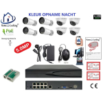 Home-Locking camerasysteem met bewegingsdetectie en NVR 8ch 8.0MP H265 POE met 4 bullet en 4 dome camera's 1944P 5.0MP. CS-8-1608KL