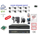 Home-Locking camerasysteem met bewegingsdetectie en NVR 8ch 8.0MP H265 POE met 8 bullet camera's 2160P 8.0MP. CS-8-1602KL