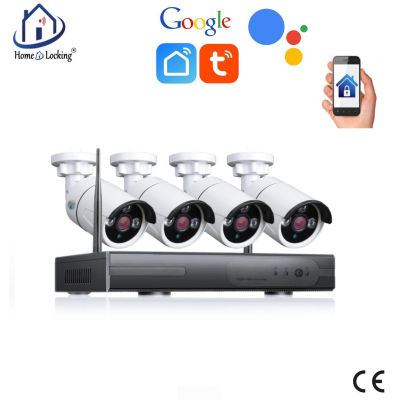 Smart WiFI set van 4 bullet ip-camera's 2.0MP met NVR draadloos met bediening via Smart Life APP werkt met Alexa en Google spraaksturing.T-2056