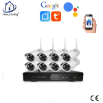 Smart WiFI set van 8 bullet ip-camera's 2.0MP met NVR draadloos met bediening via Smart Life APP werkt met Alexa en Google spraaksturing.T-2057