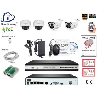 Home-Locking camerasysteem met bewegingsdetectie en NVR 5.0MP H.265 POE en 2 dome en 2 bullet camera's 3.0MP CS-4-1444D