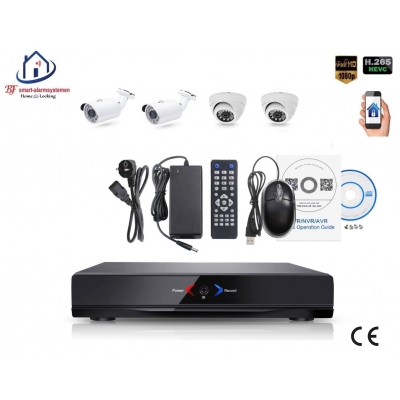 Home-Locking camerasysteem met NVR 2.0MP H265 POE met 2 buiten en 2 binnencamera's 2.0MP CS-4-484 Home-Locking camerasysteem met NVR 2.0MP H265 POE met 2 buiten en 2 binnencamera's 2.0MP CS-4-484