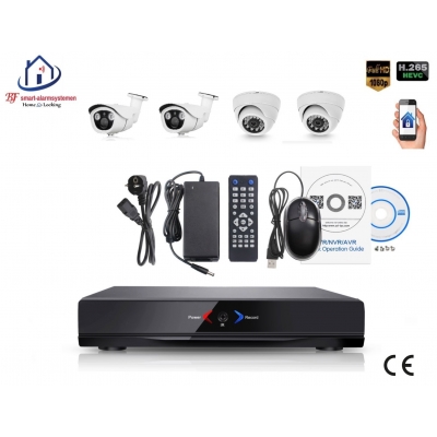 Home-Locking camerasysteem met NVR 2.0MP H.265 POE met 2 binnen en 2 buiten camera's 2.0MP CS-4-493 Home-Locking camerasysteem met NVR 2.0MP H.265 POE met 2 binnen en 2 buiten camera's 2.0MP CS-4-493