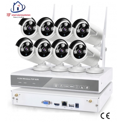 Home-Locking draadloos ip-camerasysteem met 8 bullet camera's 1080P  2.0MP NVR draadloos CS-8-481