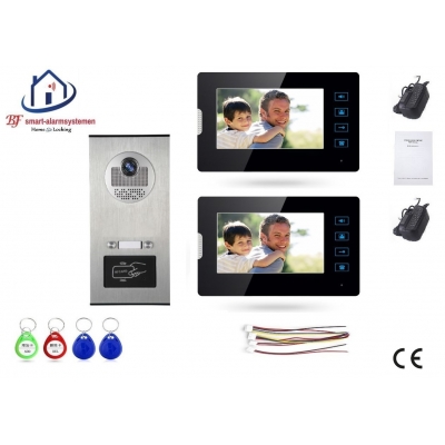 Home-Locking complete deur video videofoon 4 draads met 2 binnen schermen en ID-kaart.DT-1477