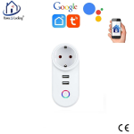 Home-locking WiFi universele stopcontact met 2 x USB aansluitingen en bediening via Smart Life APP werkt met Alexa en Google spraaksturing. T-2065