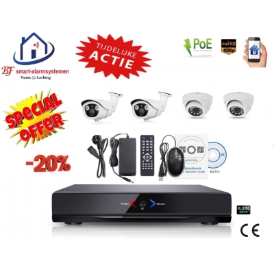 Home-Locking camerasysteem met NVR 3.0MP H.265 POE met 2 dome en 2 bullet camera's 3.0MP CS-4-493 Home-Locking camerasysteem met NVR 3.0MP H.265 POE met 2 dome en 2 bullet camera's 3.0MP CS-4-493