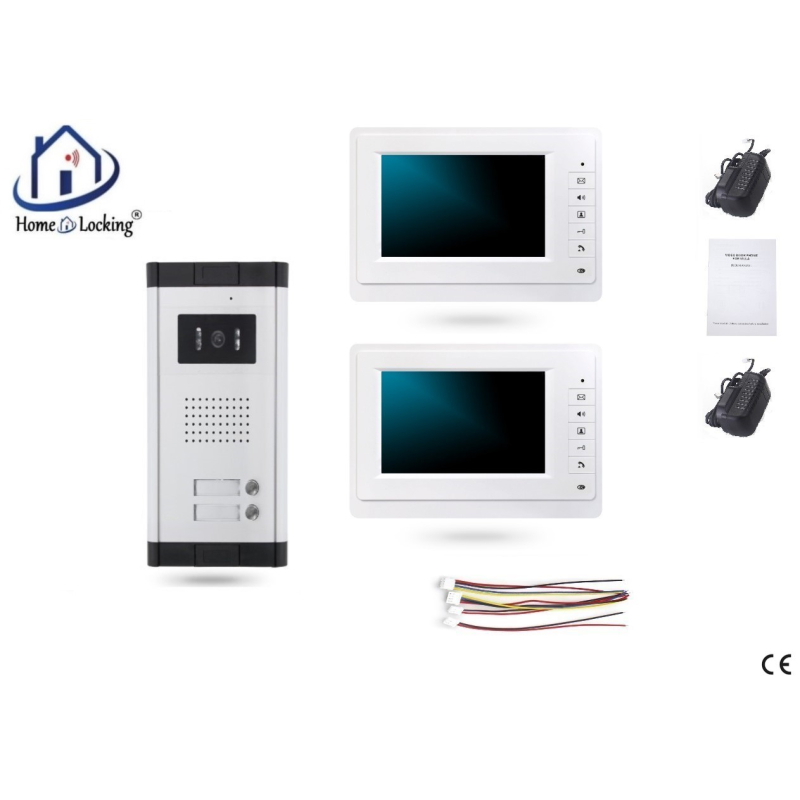 Home-Locking complete deur video videofoon 4 draads met 2 binnen schermen.DT-1476